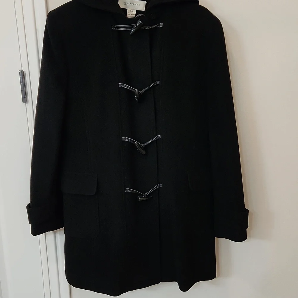 Jones New York, size Large, Black wool hooded coat - Picture 2 of 10